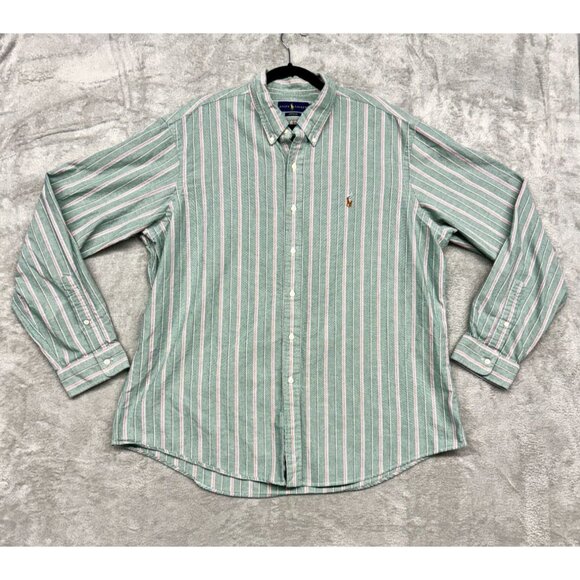 BIG AND TALL RALPH LAUREN CUSTOM FIT VERTICAL STRIPE MENS XXL BUTTON UP LONG SLE - Picture 1 of 5